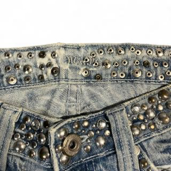 Reworked Miss Me Y2K Studded Denim Maxi Skirt Navy/Blue Size 26 - Picture 2 of 8